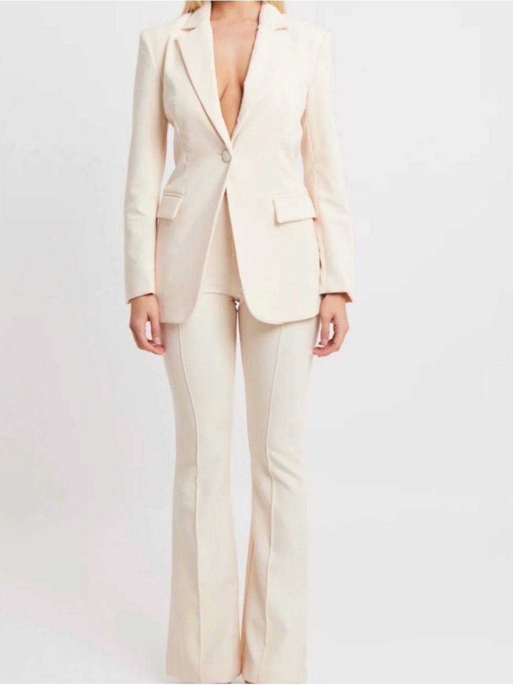 Cream Boot-Cut Flare Pants — Women's Tailored Flare